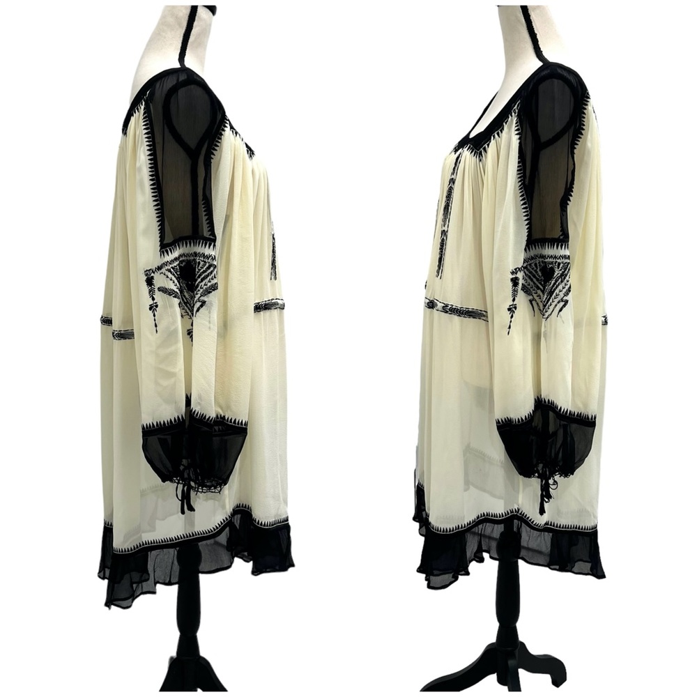 JEAN PAUL GAULTIER SILK CREAM & BLACK EMBROIDERED INSPIRED BY UKRAINE DRESS - Picture 7 of 16